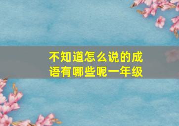 不知道怎么说的成语有哪些呢一年级