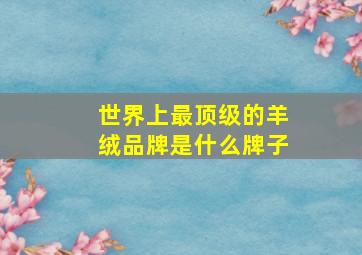 世界上最顶级的羊绒品牌是什么牌子