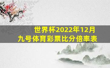 世界杯2022年12月九号体育彩票比分倍率表