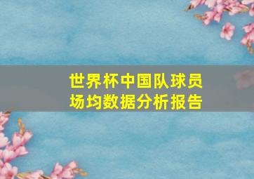 世界杯中国队球员场均数据分析报告