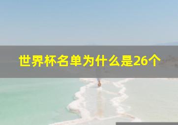 世界杯名单为什么是26个