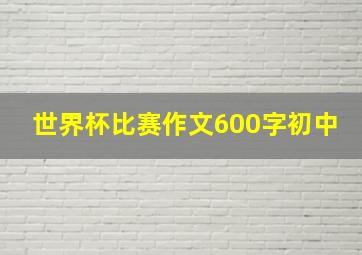 世界杯比赛作文600字初中