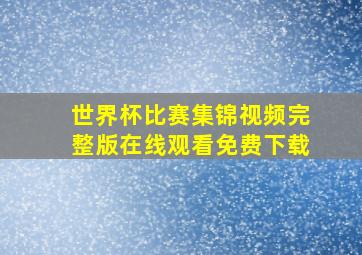 世界杯比赛集锦视频完整版在线观看免费下载