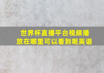 世界杯直播平台视频播放在哪里可以看到呢英语