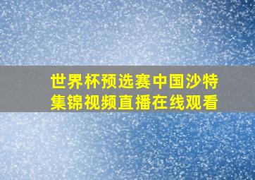 世界杯预选赛中国沙特集锦视频直播在线观看