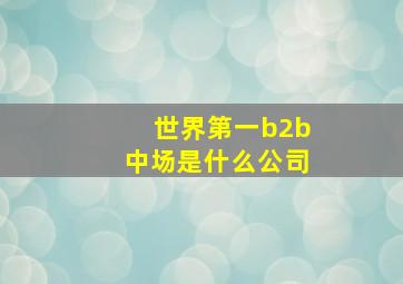 世界第一b2b中场是什么公司