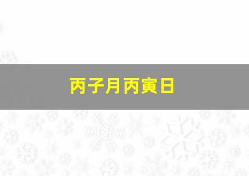 丙子月丙寅日