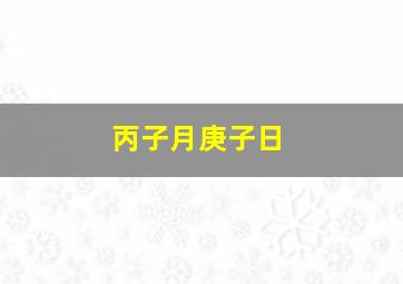 丙子月庚子日