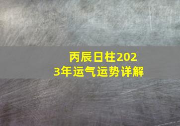 丙辰日柱2023年运气运势详解