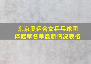 东京奥运会女乒乓球团体冠军名单最新情况表格