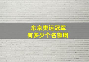 东京奥运冠军有多少个名额啊