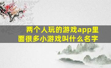 两个人玩的游戏app里面很多小游戏叫什么名字