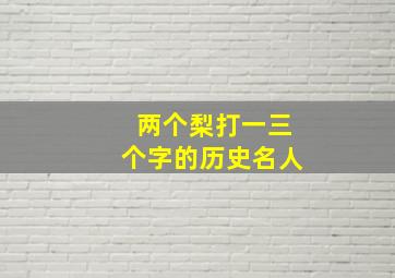 两个梨打一三个字的历史名人