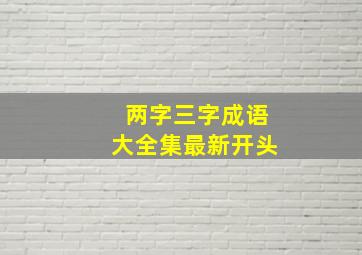 两字三字成语大全集最新开头