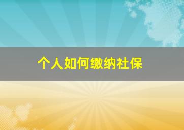 个人如何缴纳社保