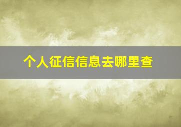 个人征信信息去哪里查