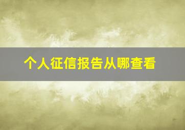 个人征信报告从哪查看