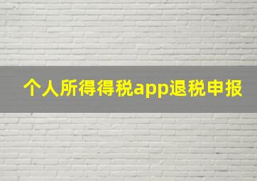 个人所得得税app退税申报