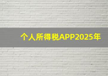 个人所得税APP2025年