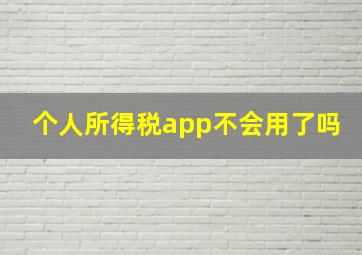 个人所得税app不会用了吗