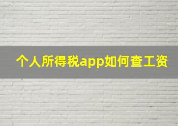 个人所得税app如何查工资