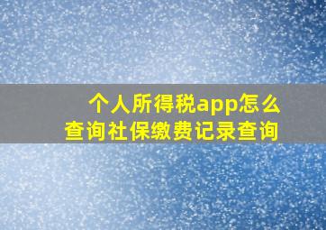 个人所得税app怎么查询社保缴费记录查询