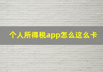 个人所得税app怎么这么卡