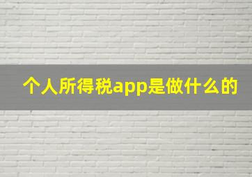 个人所得税app是做什么的