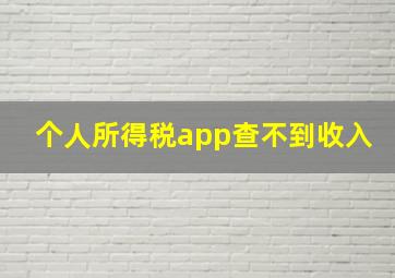 个人所得税app查不到收入