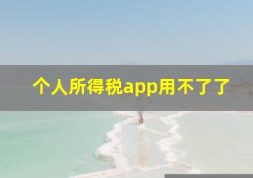 个人所得税app用不了了