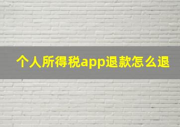 个人所得税app退款怎么退