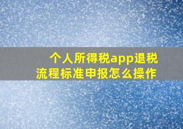 个人所得税app退税流程标准申报怎么操作