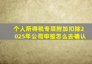 个人所得税专项附加扣除2025年公司申报怎么去确认