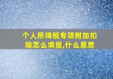 个人所得税专项附加扣除怎么填报,什么意思