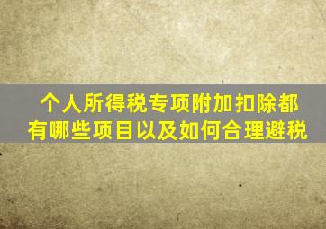 个人所得税专项附加扣除都有哪些项目以及如何合理避税