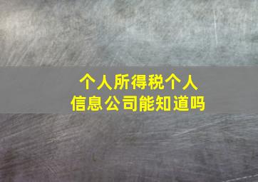 个人所得税个人信息公司能知道吗