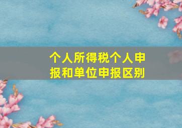 个人所得税个人申报和单位申报区别