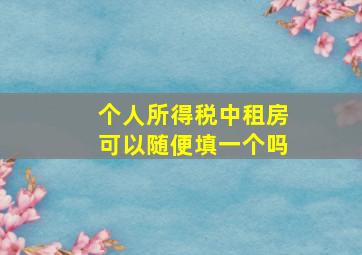 个人所得税中租房可以随便填一个吗