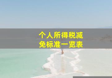 个人所得税减免标准一览表