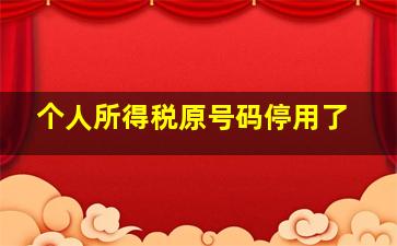 个人所得税原号码停用了