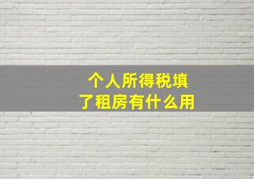 个人所得税填了租房有什么用