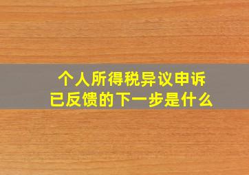 个人所得税异议申诉已反馈的下一步是什么