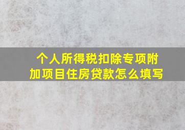 个人所得税扣除专项附加项目住房贷款怎么填写