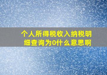 个人所得税收入纳税明细查询为0什么意思啊