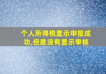 个人所得税显示申报成功,但是没有显示审核