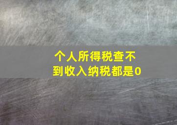 个人所得税查不到收入纳税都是0