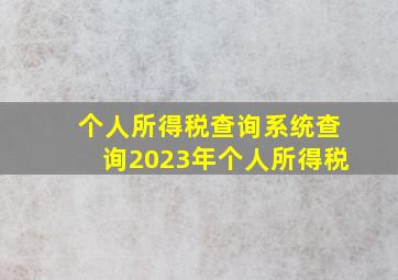 个人所得税查询系统查询2023年个人所得税