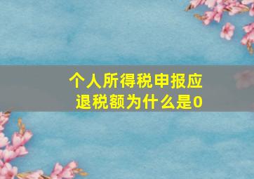 个人所得税申报应退税额为什么是0