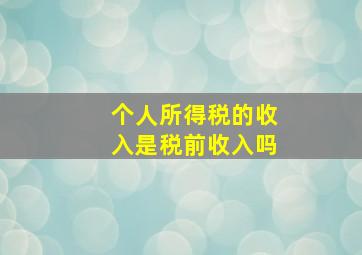 个人所得税的收入是税前收入吗