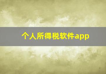 个人所得税软件app